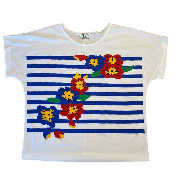 Minimalist 90s Blair floral striped tee - Picture 1 of 8